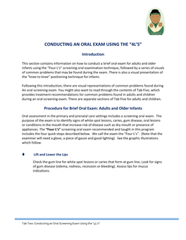 Tab 2- Conducting an Oral Screening Using