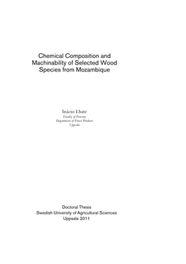 Chemical Composition and Machinability of Selected Wood Species from Mozambique