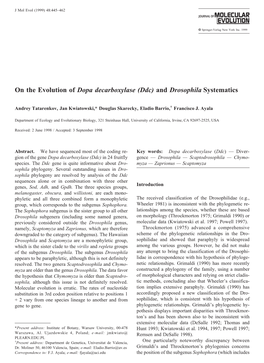 On the Evolution of Dopa Decarboxylase (Ddc) and Drosophila Systematics