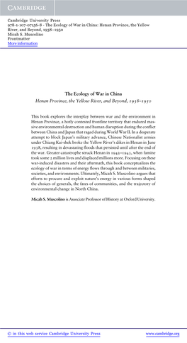 The Ecology of War in China Henan Province, the Yellow River, and Beyond, 1938–1950