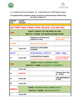 Catechetical Calendar