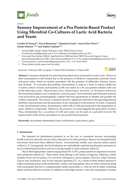 Sensory Improvement of a Pea Protein-Based Product Using Microbial Co-Cultures of Lactic Acid Bacteria and Yeasts