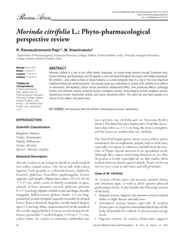 Morinda Citrifolia L.: Phyto-Pharmacological Perspective Review