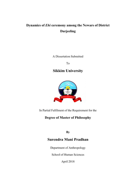 Sikkim University Surendra Mani Pradhan