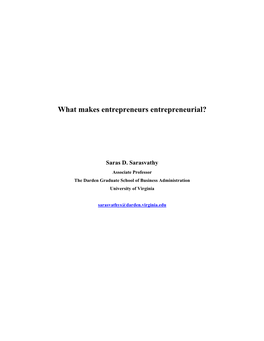 What Makes Entrepreneurs Entrepreneurial?