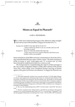 Moses As Equal to Pharaoh1