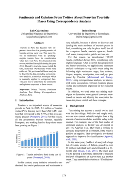 Sentiments and Opinions from Twitter About Peruvian Touristic Places Using Correspondence Analysis