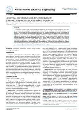 Congenital Ectrodactyly and Its Genetic Linkage