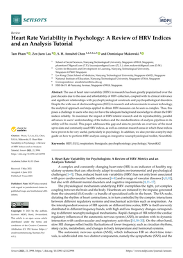 Heart Rate Variability in Psychology: a Review of HRV Indices and an Analysis Tutorial