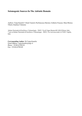 Seismogenic Sources in the Adriatic Domain