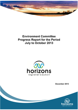 Environment Committee Progress Report for the Period July to October 2013