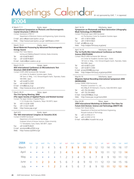 Meetings Calendar