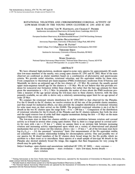 Rotational Velocities and Chromospheric/Coronal Activity of Low-Mass Stars in the Young Open Clusters Ic 2391 and Ic 2602 John R.Stauffer,1 Lee W