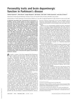 Personality Traits and Brain Dopaminergic Function in Parkinson's Disease