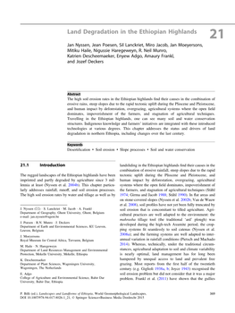 Land Degradation in the Ethiopian Highlands 21 Jan Nyssen, Jean Poesen, Sil Lanckriet, Miro Jacob, Jan Moeyersons, Mitiku Haile, Nigussie Haregeweyn, R