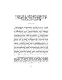 Moderating Content Moderation: a Framework for Nonpartisanship in Online Governance