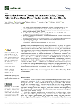 Association Between Dietary Inflammatory Index, Dietary Patterns, Plant-Based Dietary Index and the Risk of Obesity