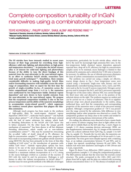 Complete Composition Tunability of Ingan Nanowires Using a Combinatorial Approach