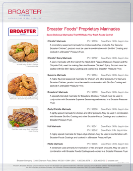 Broaster Foods® Proprietary Marinades
