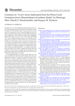 A New Arctic Hadrosaurid from the Prince Creek Formation (Lower Maastrichtian) of Northern Alaska” by Hirotsugu Mori, Patrick S