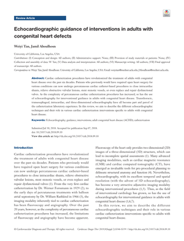 Echocardiographic Guidance of Interventions in Adults with Congenital Heart Defects