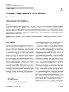 Citizenship As the Exception to the Rule: an Addendum