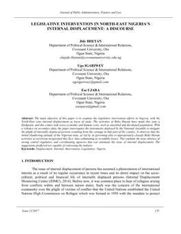 Legislative Intervention in North-East Nigeria's Internal Displacement