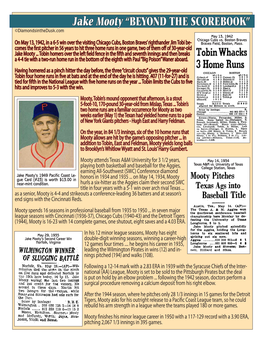Jake Mooty “BEYOND the SCOREBOOK” ©Diamondsinthedusk.Com May 13, 1942 Chicago Cubs Vs