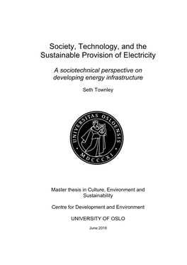 Society, Technology, and the Sustainable Provision of Electricity