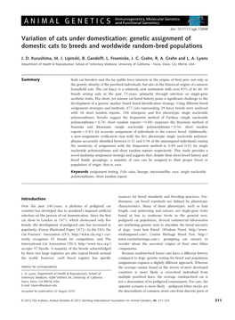 Genetic Assignment of Domestic Cats to Breeds and Worldwide Random-Bred Populations