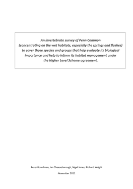 Penn Common Invertebrate Survey – 2011 (Boardman, Cheeseborough, Jones & Wright)