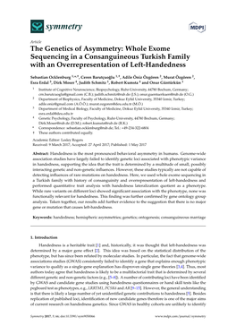 The Genetics of Asymmetry: Whole Exome Sequencing in a Consanguineous Turkish Family with an Overrepresentation of Left-Handedness