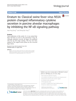 Classical Swine Fever Virus NS5A Protein Changed Inflammatory