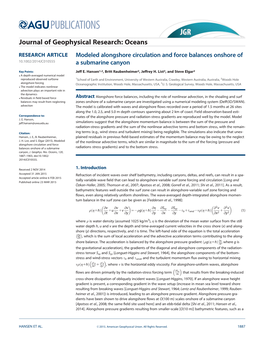 Modeled Alongshore Circulation and Force Balances Onshore of a Submarine Canyon