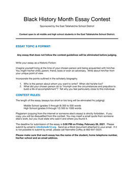 Black History Month Essay Contest