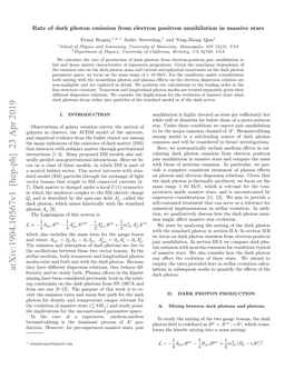 Arxiv:1904.10567V1 [Hep-Ph] 23 Apr 2019 Lations in Subsequent Works to Quantify the Eﬀects of the Ferently and We Study Both