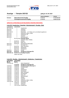 Auszüge - Fahrplan 2021/22 Gültig Ab 02