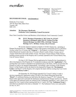 Mcmnian Reply to the Attention of Mary Flynn-Guglietti Direct Line 416.865.7256 Email Address Mary.Flynn(Rt>Mcmillan.Ca Our File No