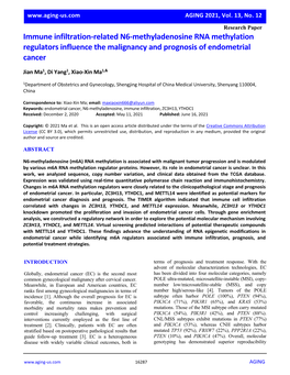 Immune Infiltration-Related N6-Methyladenosine RNA Methylation Regulators Influence the Malignancy and Prognosis of Endometrial Cancer