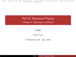 Part II: Statistical Physics Chapter 6: Boltzmann Statistics