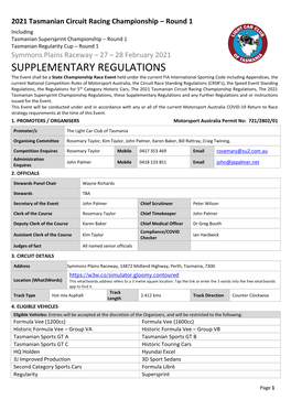 Supplementary Regulations