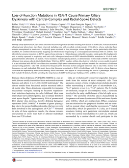 Loss-Of-Function Mutations in RSPH1 Cause Primary Ciliary Dyskinesia with Central-Complex and Radial-Spoke Defects