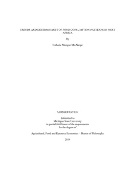 Trends and Determinants of Food Consumption Patterns in West Africa