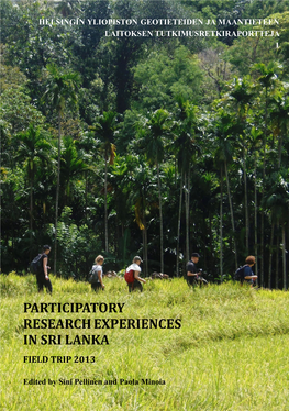 Participatory Research Experiences in Sri Lanka Field Trip 2013