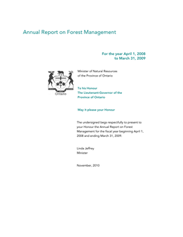 Annual Report on Forest Management