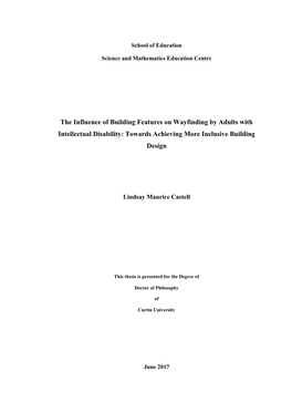 The Influence of Building Features on Wayfinding by Adults with Intellectual Disability: Towards Achieving More Inclusive Building Design