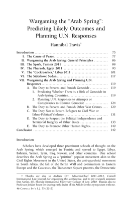 Arab Spring”: Predicting Likely Outcomes and Planning U.N