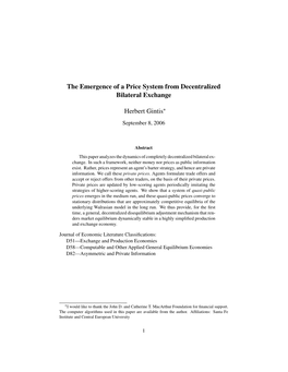 The Emergence of a Price System from Decentralized Bilateral Exchange