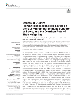 Effects of Dietary Isomaltooligosaccharide Levels on the Gut Microbiota, Immune Function of Sows, and the Diarrhea Rate of Their Offspring