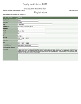 Equity in Athletics 2019 Institution Information